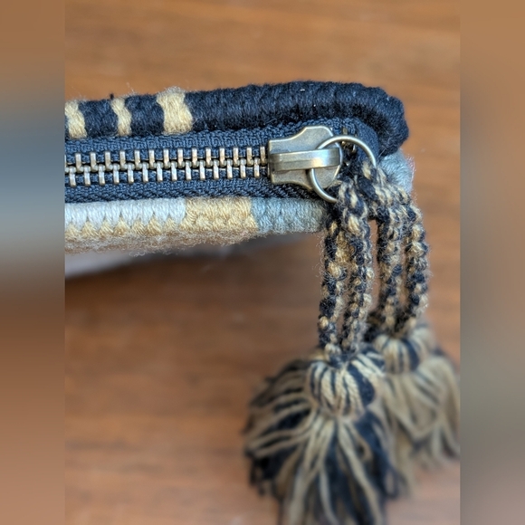 Wilfred Woven Tapestry Clutch with Tassel – Geometric Neutral Pattern - Picture 9 of 9